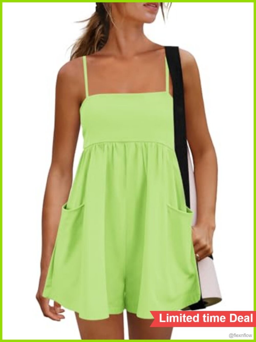 Sleeveless Square Neck Romper Cotton Blend Pull On Mini